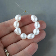 8mm 9mm AAA Freshwater Pearl Beads Oval Pearls White Baroque Beads Beading Crafter Gift June Birthstone DIY Earrings Jewelry
