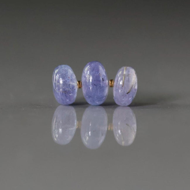 8mm 9mm AAA Tanzanite Beads Rondelle Smooth 3 Pcs Gemstone Beads for Silk Knotting Jewelry Making DIY Necklace Earrings