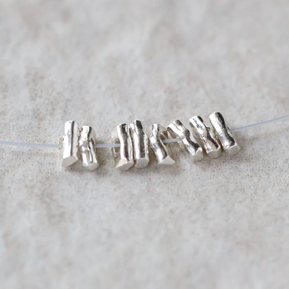8 Thai Karen Hill Tribe Silver Stick Beads 1.2x4mm Tiny Tube Beads
