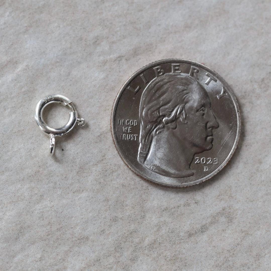 8mm 925 Sterling Silver Spring Ring Clasp Heavy Duty Open Ring for DIY Jewelry Making