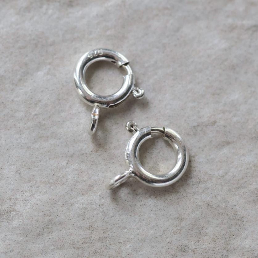 8mm 925 Sterling Silver Spring Ring Clasp Heavy Duty Open Ring for DIY Jewelry Making