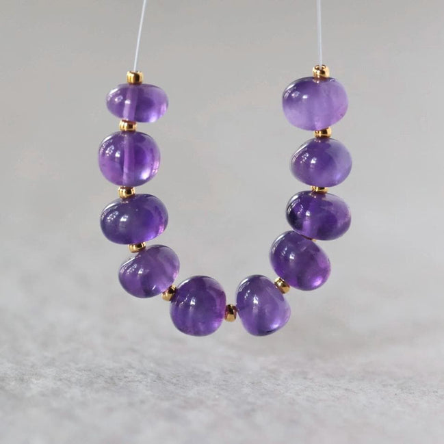 8mm AAA African Amethyst Beads Rondelle Smooth 10 Pcs Gemstone Beads for Silk Knotting Jewelry Making DIY Necklace Earrings