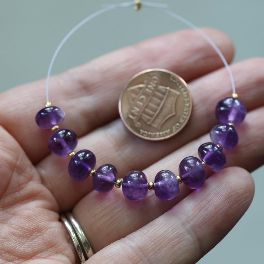 8mm AAA African Amethyst Beads Rondelle Smooth 10 Pcs Gemstone Beads for Silk Knotting Jewelry Making DIY Necklace Earrings