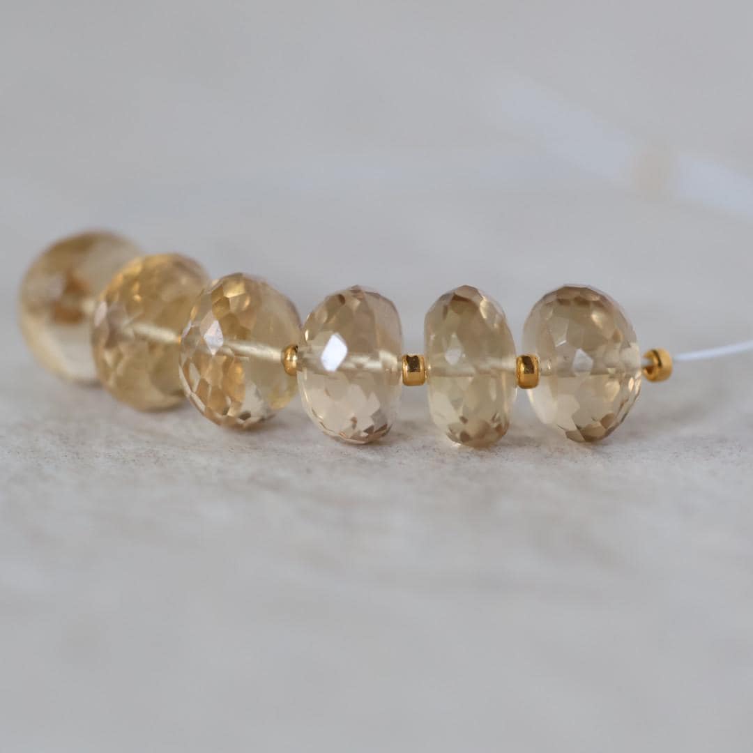 8mm AAA Champagne Citrine Rondelle Beads Faceted 6 Pcs Natural Gemstone for FIY Jewelry Making