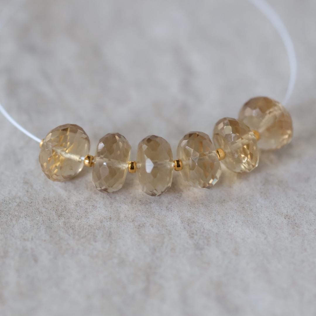 8mm AAA Champagne Citrine Rondelle Beads Faceted 6 Pcs Natural Gemstone for FIY Jewelry Making
