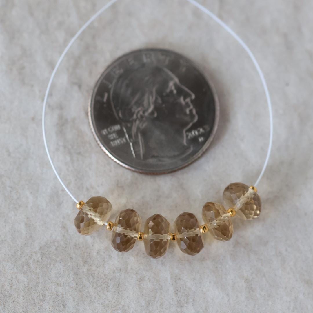 8mm AAA Champagne Citrine Rondelle Beads Faceted 6 Pcs Natural Gemstone for FIY Jewelry Making