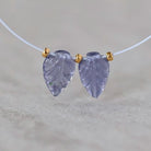 8mm AAA Iolite Leaf Beads Carved 2 Pcs Natural Blue Gemstone for DIY Jewelry Making
