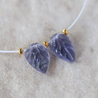 8mm AAA Iolite Leaf Beads Carved 2 Pcs Natural Blue Gemstone for DIY Jewelry Making