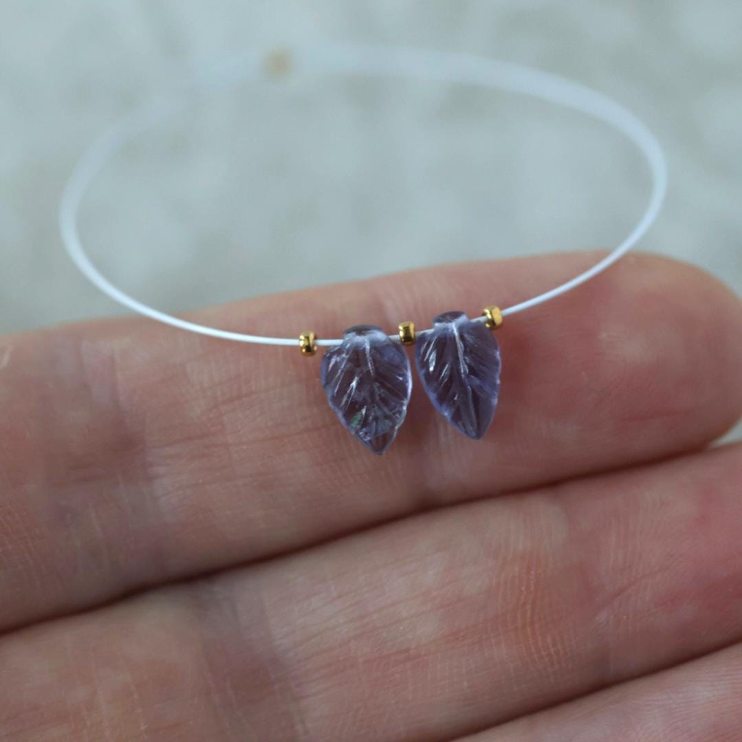 8mm AAA Iolite Leaf Beads Carved 2 Pcs Natural Blue Gemstone for DIY Jewelry Making
