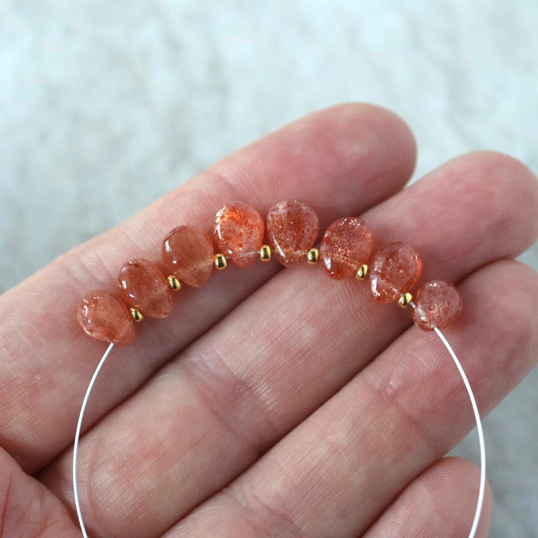 AAA Tanzanian Sunstone Smooth Briolette Beads Teardops Genuine Gemstone Beads for DIY Jewelry Making Earrings Necklace Pendant