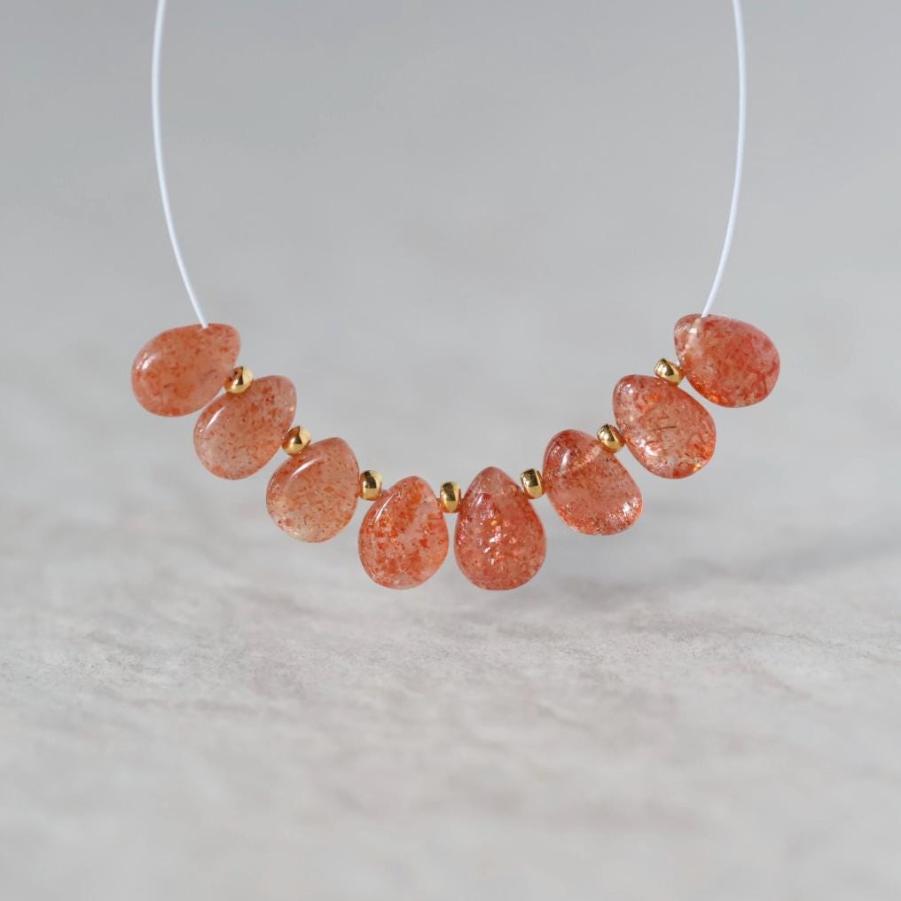 AAA Tanzanian Sunstone Smooth Briolette Beads Teardops Genuine Gemstone Beads for DIY Jewelry Making Earrings Necklace Pendant