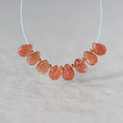 AAA Tanzanian Sunstone Smooth Briolette Beads Teardops Genuine Gemstone Beads for DIY Jewelry Making Earrings Necklace Pendant