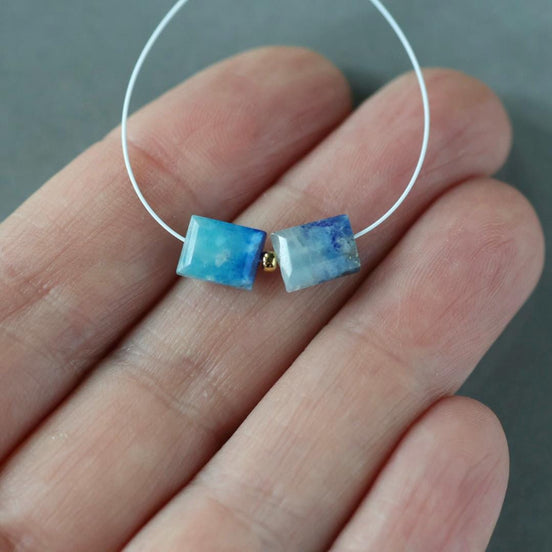 Rare Afghanite Rectangle Beads Faceted Baguette Blue Beads Gemstone 6-8mm 2 Pcs Jewelry Making Beading Craft Gift DIY Earrings