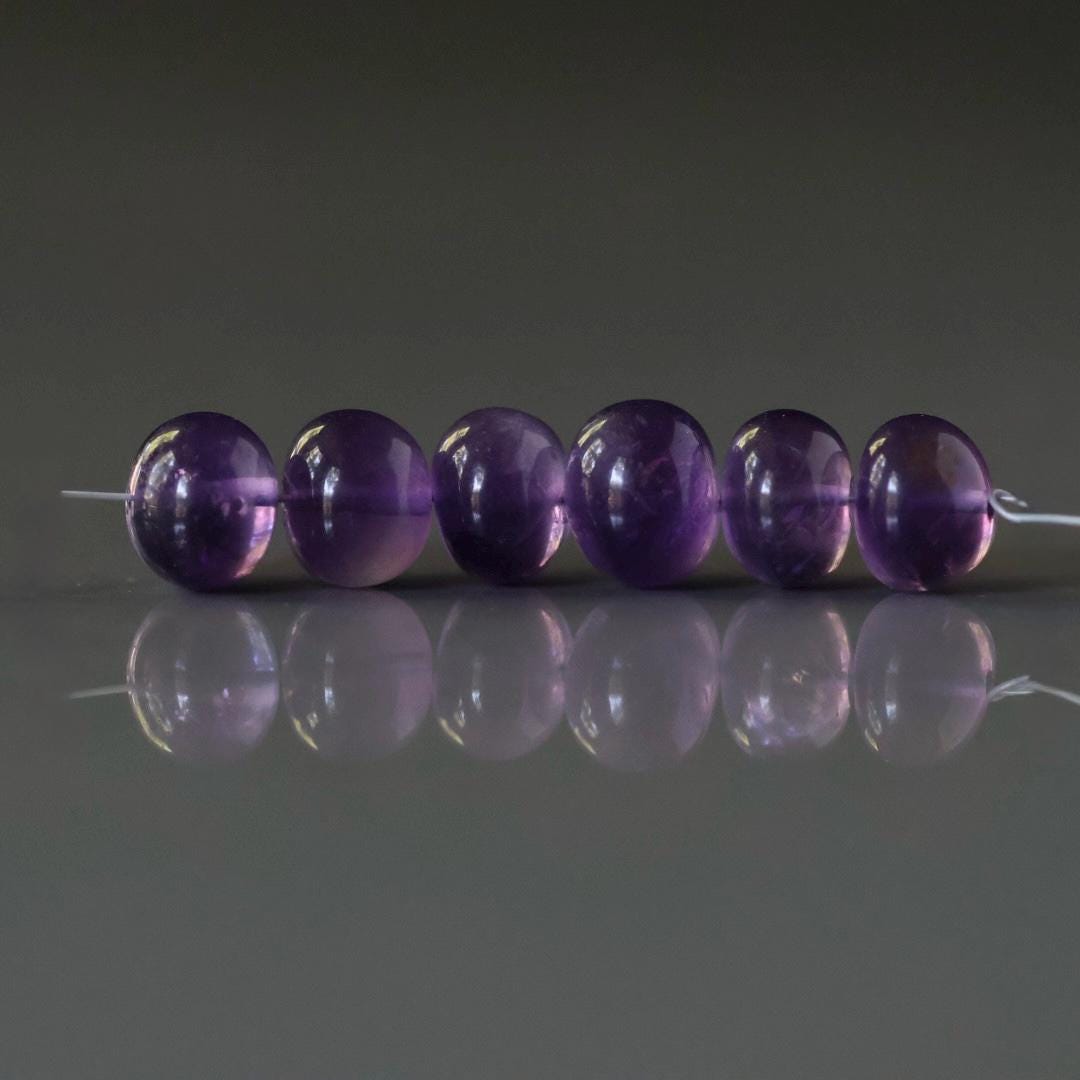 8mm AAA African Amethyst Beads Rondelle Smooth 6 Pcs Gemstone Beads for Silk Knotting Jewelry Making DIY Necklace Earrings