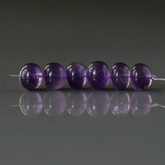 8mm AAA African Amethyst Beads Rondelle Smooth 6 Pcs Gemstone Beads for Silk Knotting Jewelry Making DIY Necklace Earrings