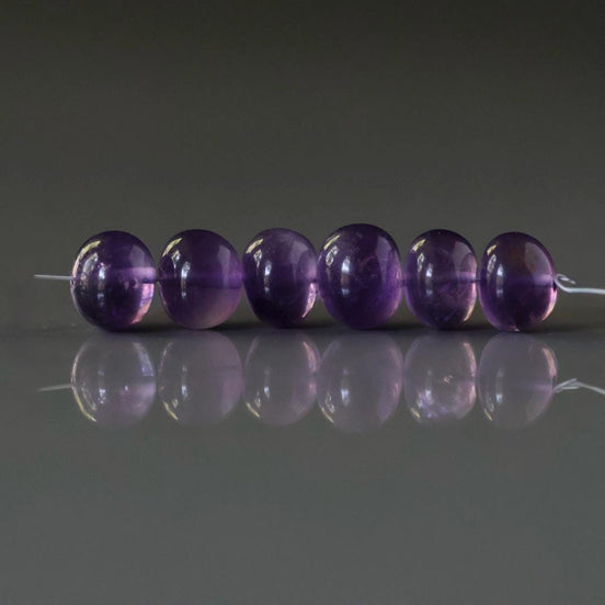 8mm AAA African Amethyst Beads Rondelle Smooth 6 Pcs Gemstone Beads for Silk Knotting Jewelry Making DIY Necklace Earrings