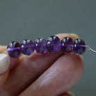 8mm AAA African Amethyst Beads Rondelle Smooth 6 Pcs Gemstone Beads for Silk Knotting Jewelry Making DIY Necklace Earrings