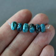 8mm Azurite Malachite Beads Smooth Rondelle 6Pcs Real Azurmalachite Gemstone DIY Jewelry making Blue Green Crystal