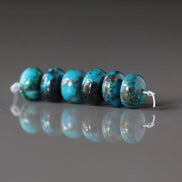 8mm Azurite Malachite Beads Smooth Rondelle 6Pcs Real Azurmalachite Gemstone DIY Jewelry making Blue Green Crystal
