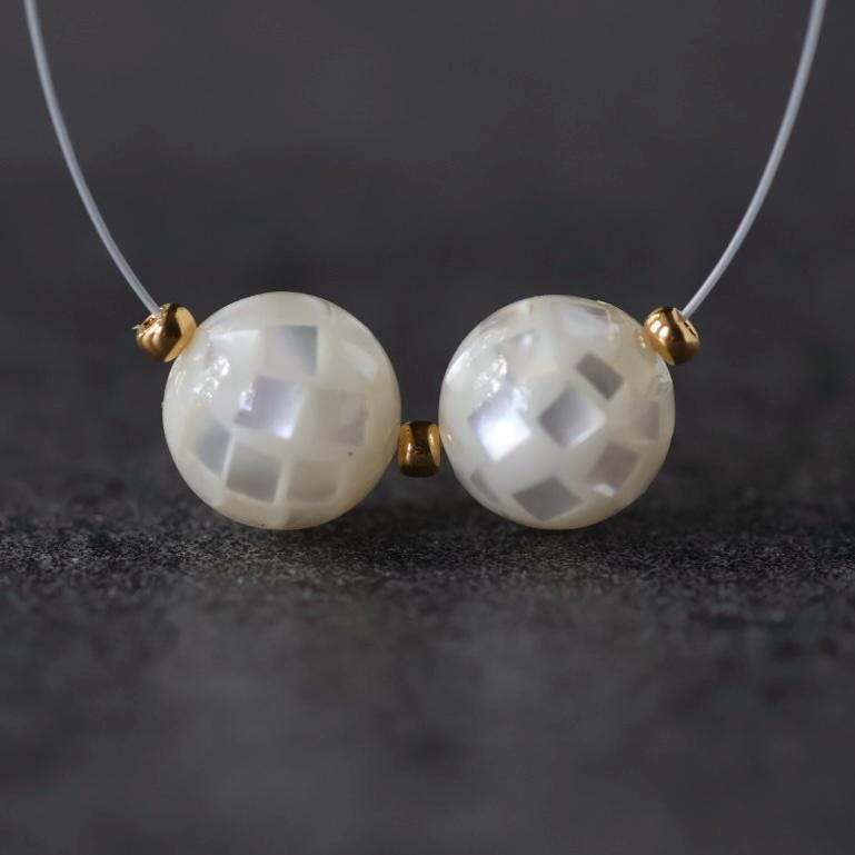8mm Disco Ball Mother of Pearl Beads Smooth MOP Genuine Shell for DIY Jewelry Making Supplies