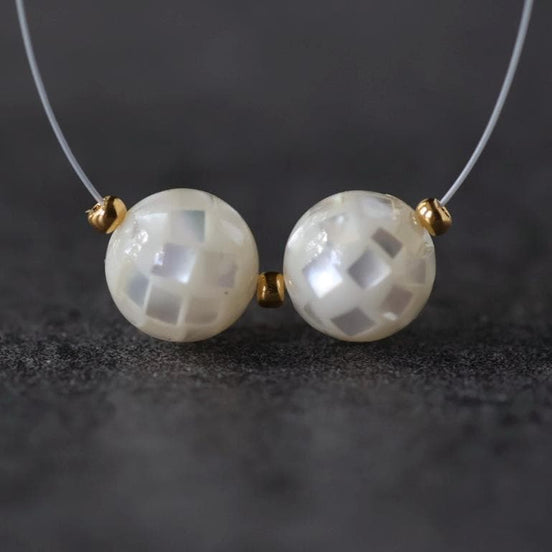 8mm Disco Ball Mother of Pearl Beads Smooth MOP Genuine Shell for DIY Jewelry Making Supplies