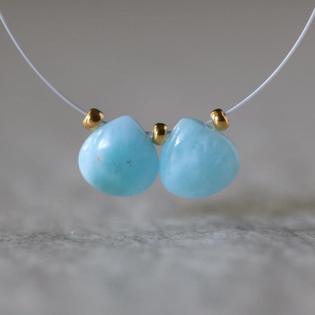 8mm Dominican Larimar Briolette Beads – Faceted Heart Shaped Drops Natural Gemstone
