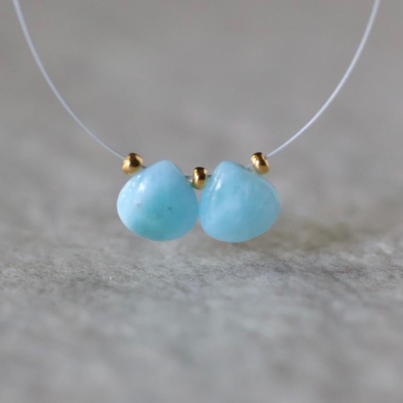 8mm Dominican Larimar Briolette Beads – Faceted Heart Shaped Drops Natural Gemstone