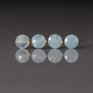 Milky Aquamarine Faceted Coin Beads 8mm Natural Blue Stone Gemstone Bead Jewelry Making Craft Gift Beads March Birthstone