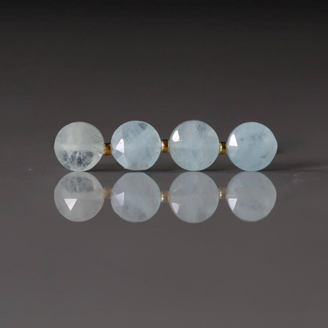 Milky Aquamarine Faceted Coin Beads 8mm Natural Blue Stone Gemstone Bead Jewelry Making Craft Gift Beads March Birthstone