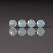 8mm Milky Aquamarine Beads - Faceted Coin Natural Gemstone