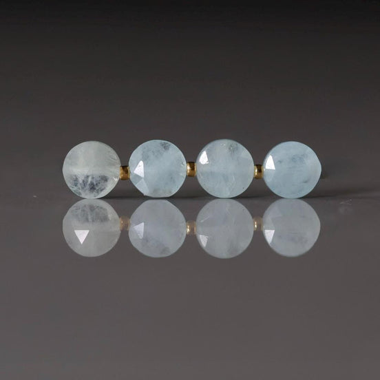 8mm Milky Aquamarine Beads - Faceted Coin Natural Gemstone
