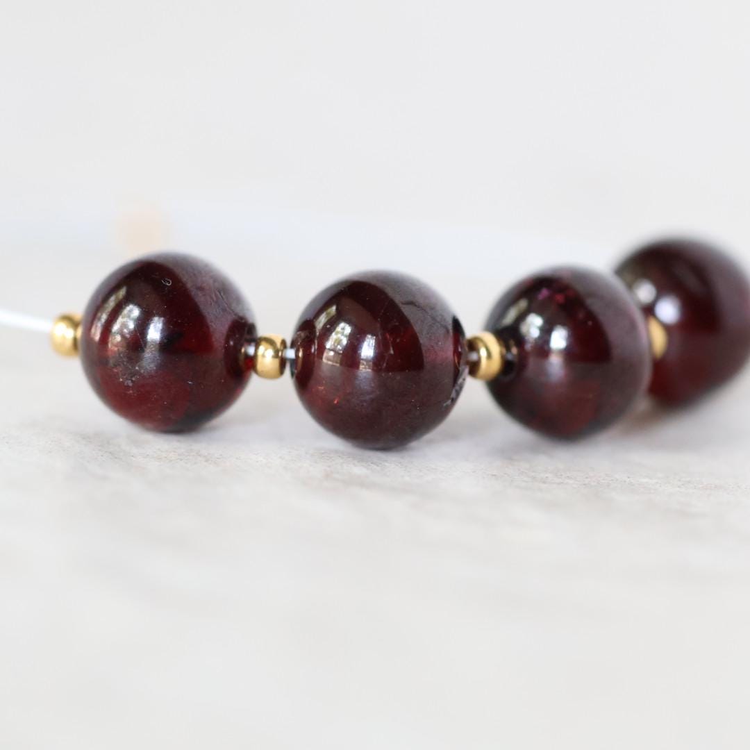 8mm Mozambique Garnet Round Beads Smooth Polished 4 Pcs Natural Gemstone for DIY Jewelry Making Earrings