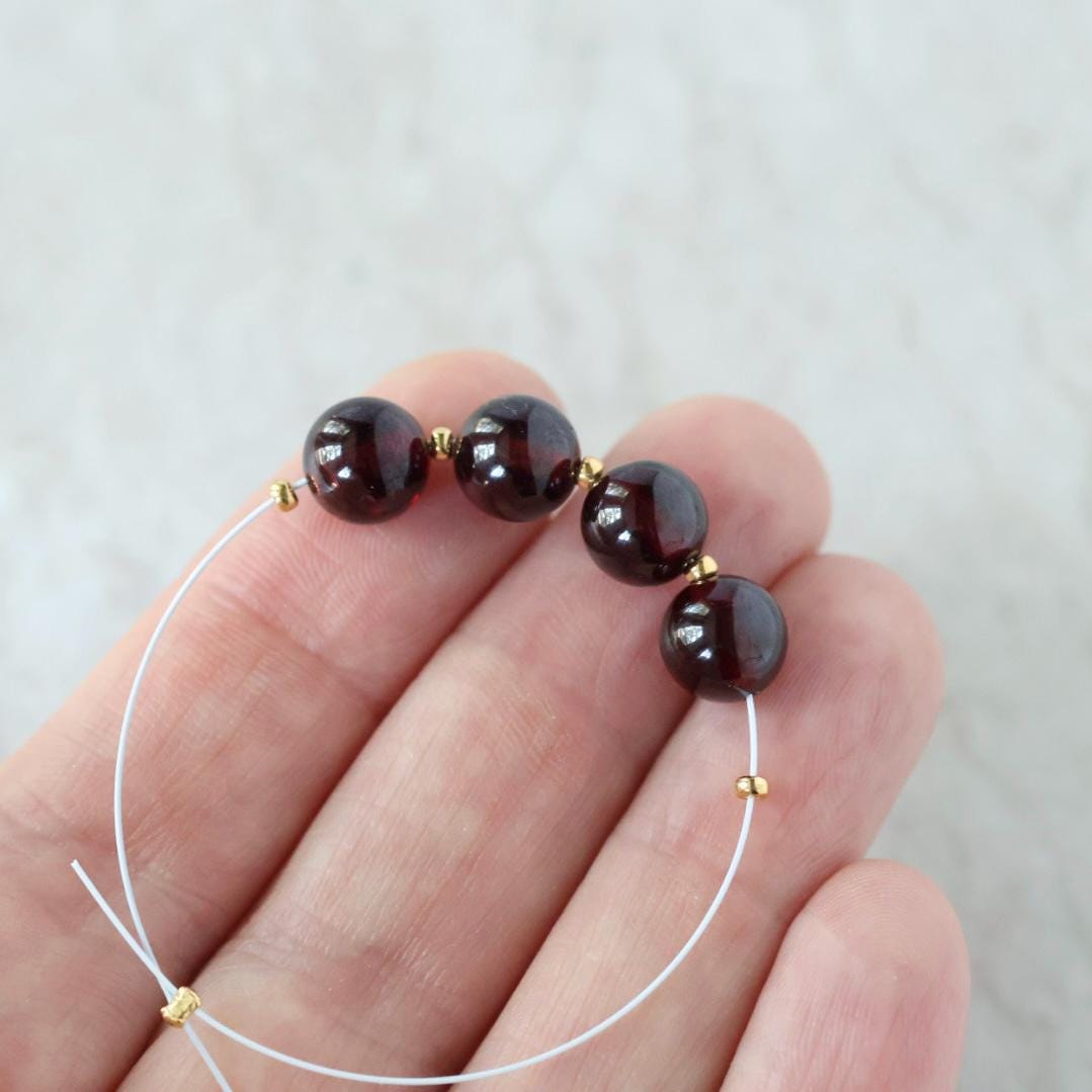8mm Mozambique Garnet Round Beads Smooth Polished 4 Pcs Natural Gemstone for DIY Jewelry Making Earrings