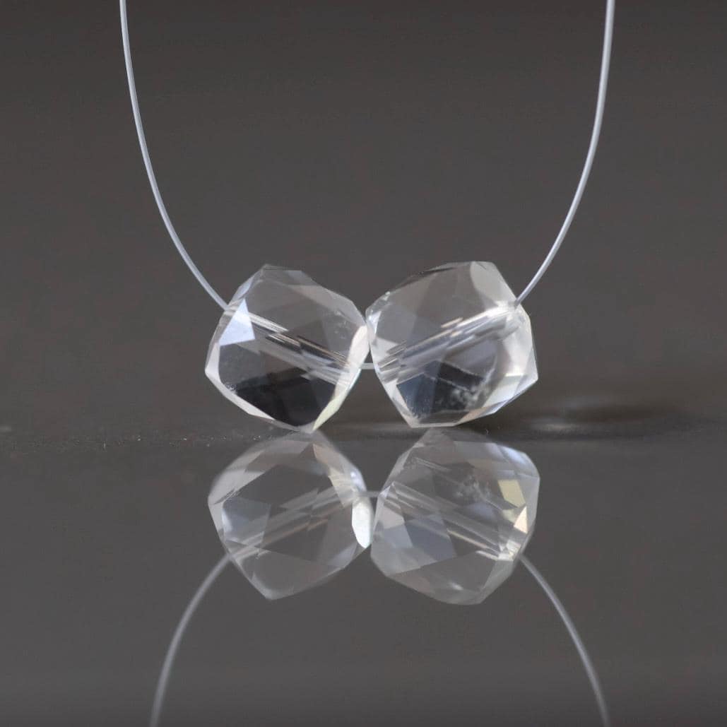 8mm AAA Rock Quartz Faceted Cube Beads 2 PCs Clear Crystal Quartz Genuine Gemstone Beads Jewelry Making Beading Craft Gift April Birthstone