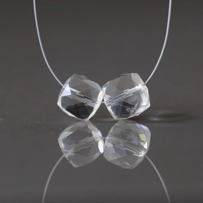 8mm AAA Rock Quartz Faceted Cube Beads 2 PCs Clear Crystal Quartz Genuine Gemstone Beads Jewelry Making Beading Craft Gift April Birthstone