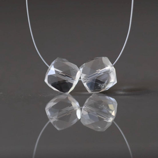 8mm AAA Rock Quartz Faceted Cube Beads 2 PCs Clear Crystal Quartz Genuine Gemstone Beads Jewelry Making Beading Craft Gift April Birthstone