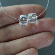 8mm Rock Quartz Cube Beads 2 Pcs – Faceted Cube Natural Gemstone