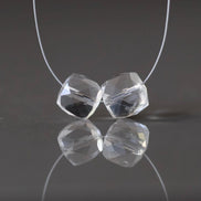 8mm Rock Quartz Cube Beads 2 Pcs – Faceted Cube Natural Gemstone