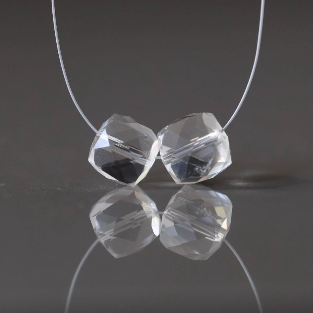 8mm Rock Quartz Cube Beads 2 Pcs – Faceted Cube Natural Gemstone