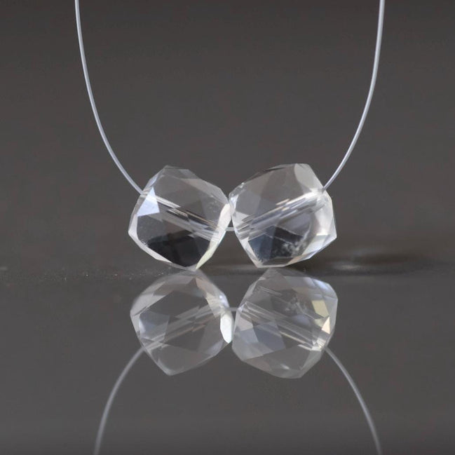 8mm Rock Quartz Cube Beads 2 Pcs – Faceted Cube Natural Gemstone