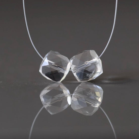 8mm Rock Quartz Cube Beads 2 Pcs – Faceted Cube Natural Gemstone