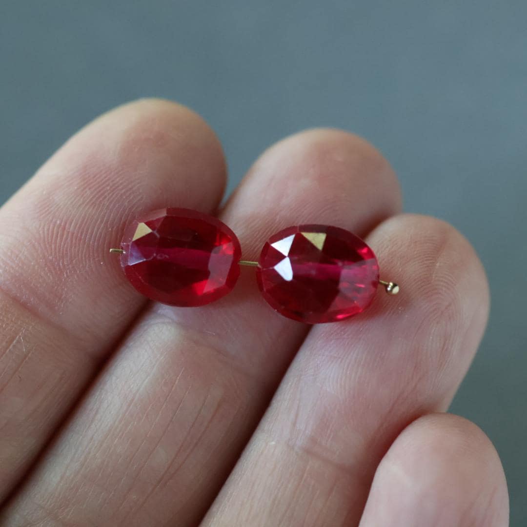 Ruby Oval Faceted Bead 8mm x 10mm Nugget Stone Chunk Gemstone Bead for Jewelry Making Beading Craft Gift Beads July Birthstone