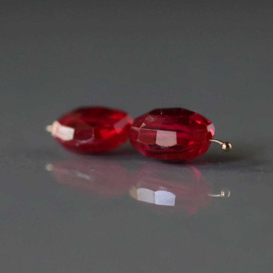 Ruby Oval Faceted Bead 8mm x 10mm Nugget Stone Chunk Gemstone Bead for Jewelry Making Beading Craft Gift Beads July Birthstone
