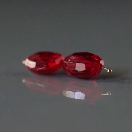 Ruby Oval Faceted Bead 8mm x 10mm Nugget Stone Chunk Gemstone Bead for Jewelry Making Beading Craft Gift Beads July Birthstone