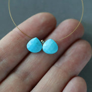 8mm Sleeping Beauty Turquoise Briolette Beads Faceted Heart Shape Drops 2 Pieces Gemstone Beads DIY Jewelry Making December Birthstone