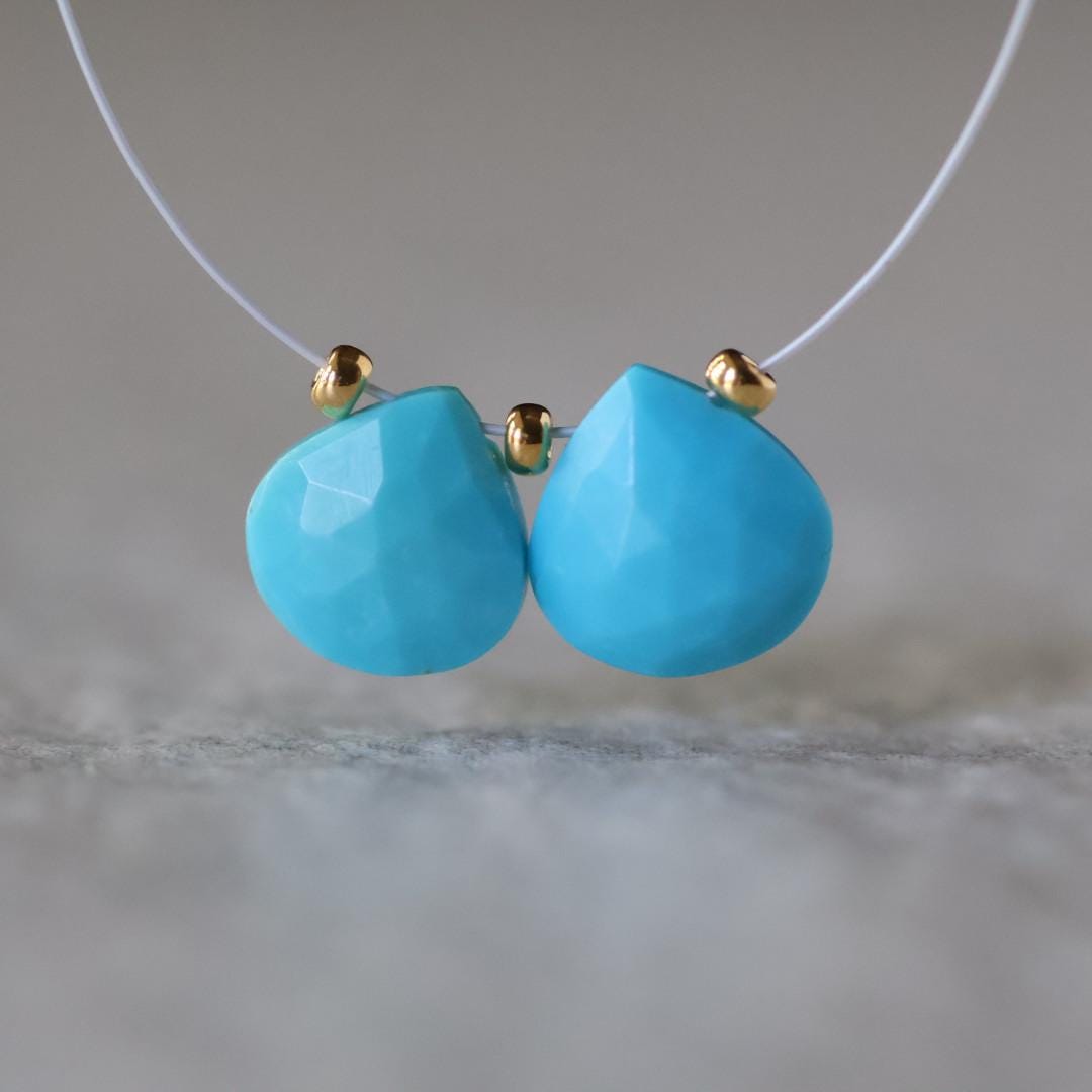 8mm Sleeping Beauty Turquoise Beads – Faceted Briolette Natural Gemstone