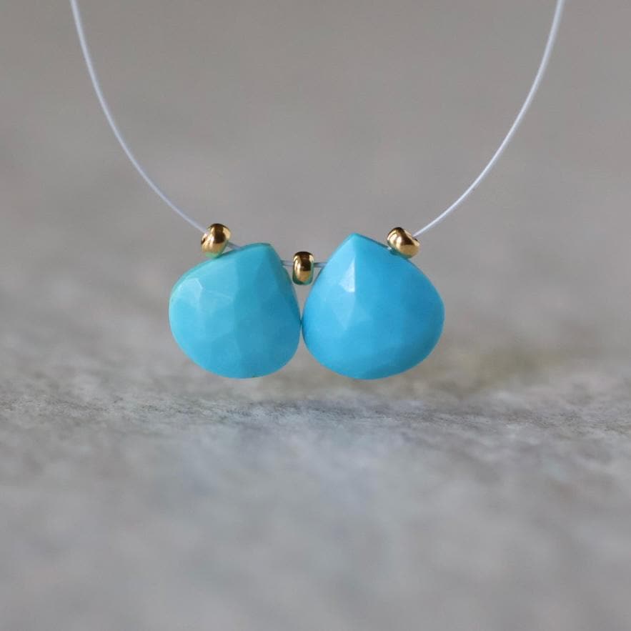 8mm Sleeping Beauty Turquoise Beads – Faceted Briolette Natural Gemstone