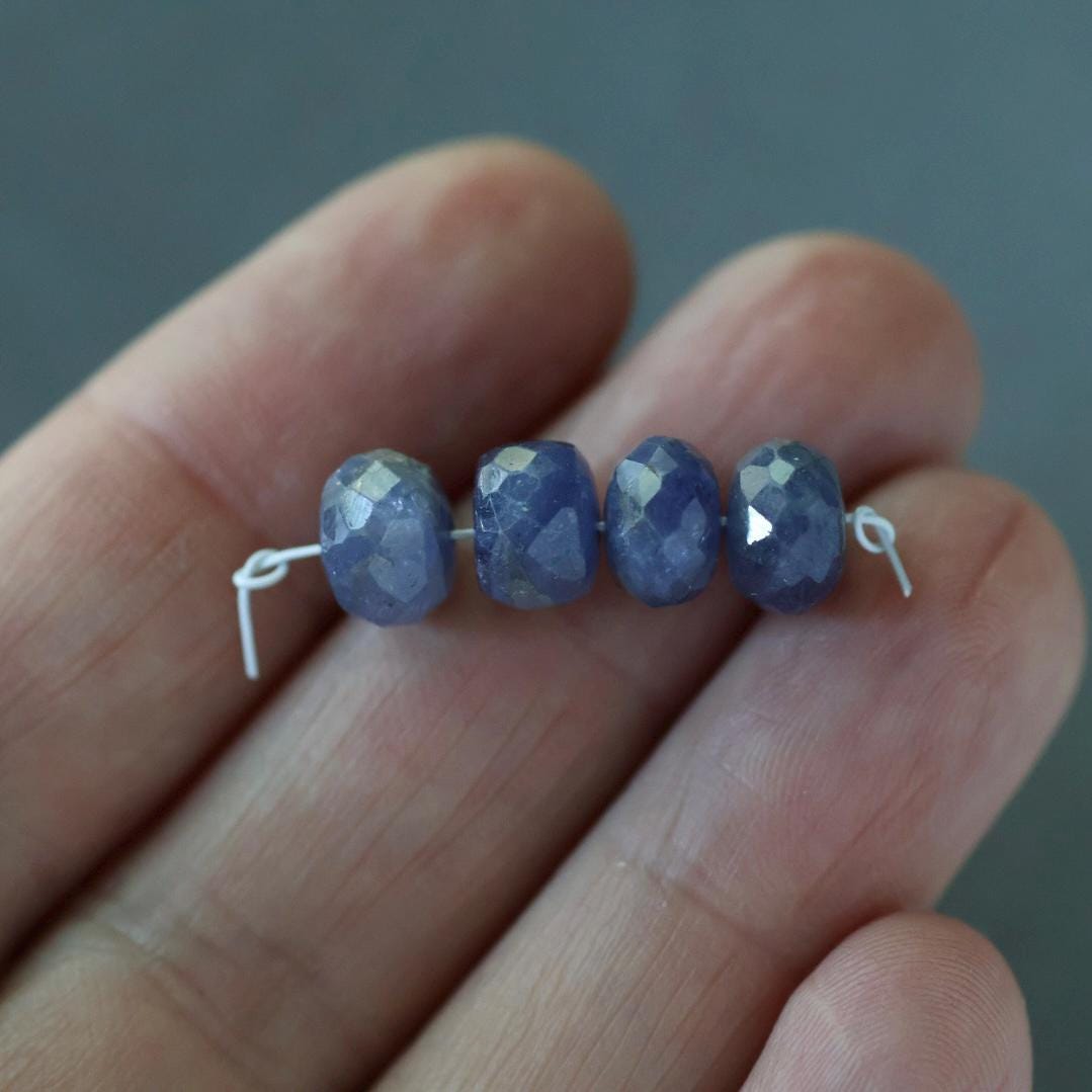 8mm Tanzanite Rondelle Beads Faceted 4 Pcs Gemstone Beads for DIY Jewelry Making Necklace Earrings
