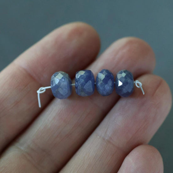 8mm Tanzanite Rondelle Beads Faceted 4 Pcs Gemstone Beads for DIY Jewelry Making Necklace Earrings