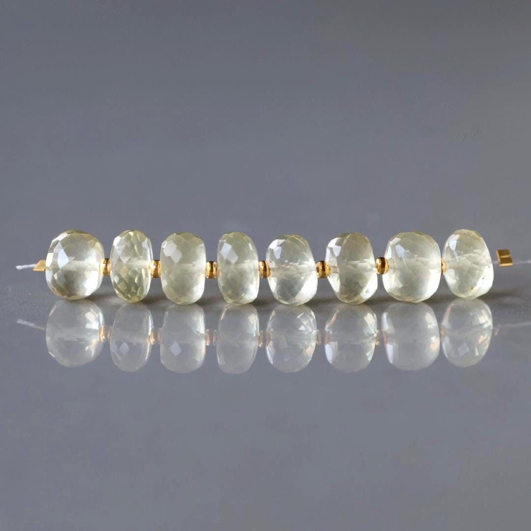 8mm Yellow Topaz Rondelle Beads – Faceted Rondelle Natural Gemstone - 8 pcs